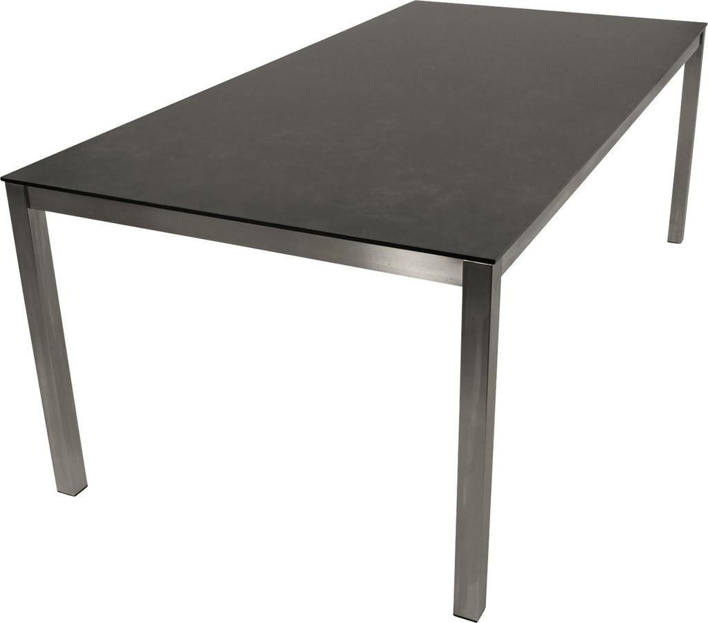 TPFGarden GARTENTISCH Brighton 200x100cm, Esstisch mit Gestell aus Edelstahl poliert + Tischplatte Glas in Keramikoptik dunkelgrau BxTxH: 100x200x7...