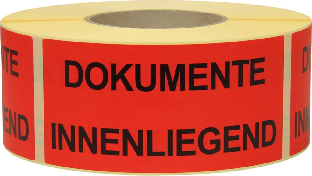 Grandes étiquettes rouges DOCUMENTS 145x70mm papier adhésif TRANSPAK