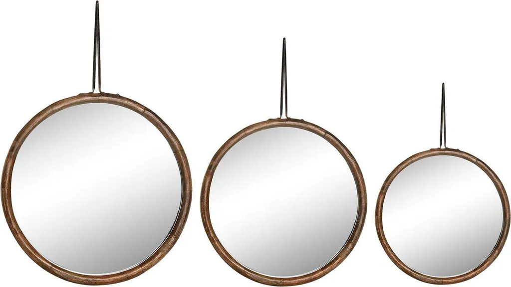Miroir mural Home ESPRIT naturel Tropical 3 pièces - Déco murale bois