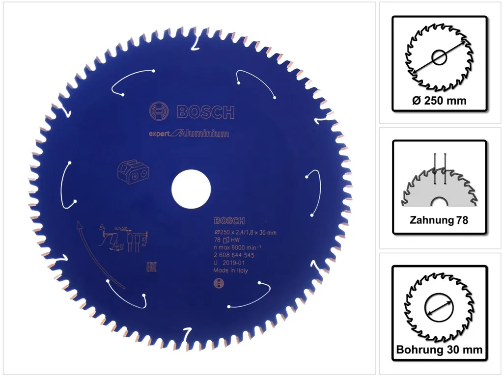 Lama Bosch 2608644545 Expert for Aluminium 250x30mm 78D | Finitura Top