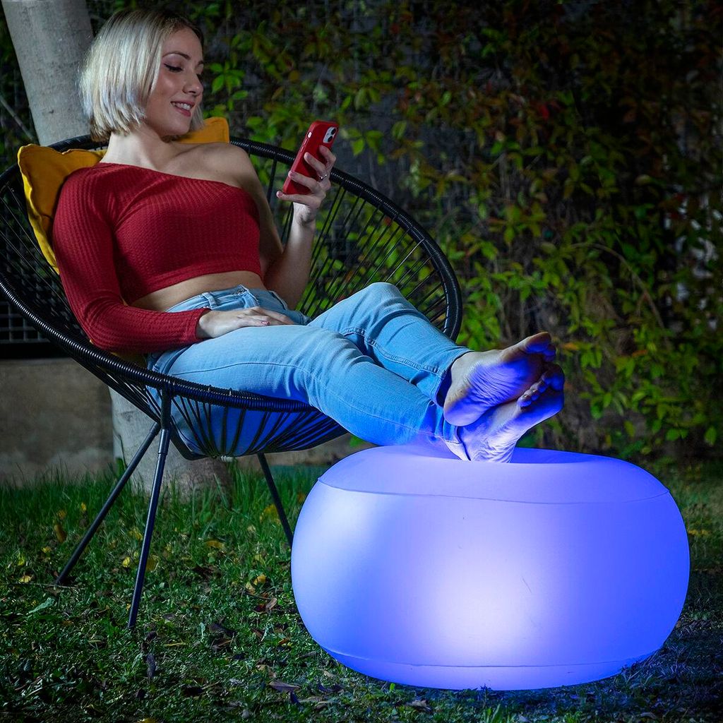 Aufblasbarer Hocker mit mehrfarbiger LED-Beleuchtung und Fernbedienung Pulight