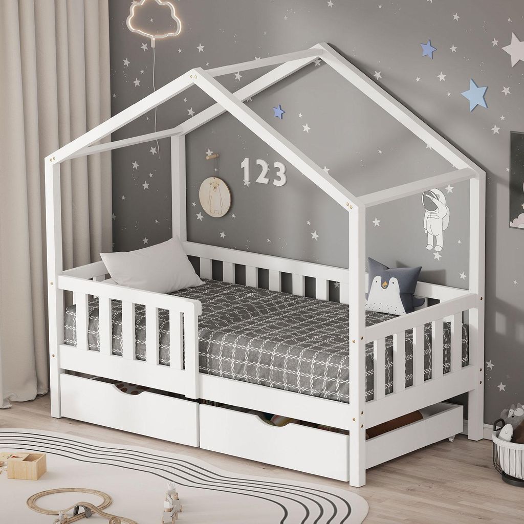 ML-Design Kinderbett Hausbett 70x140 cm Weiß mit 2 Produktbild 