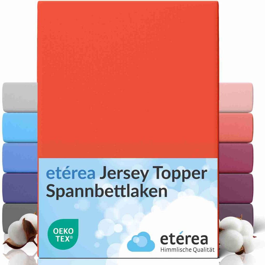 etérea Topper Jersey Spannbettlaken 200x220 cm – 100 % Baumwolle, formstabil & pflegeleicht - Terra
