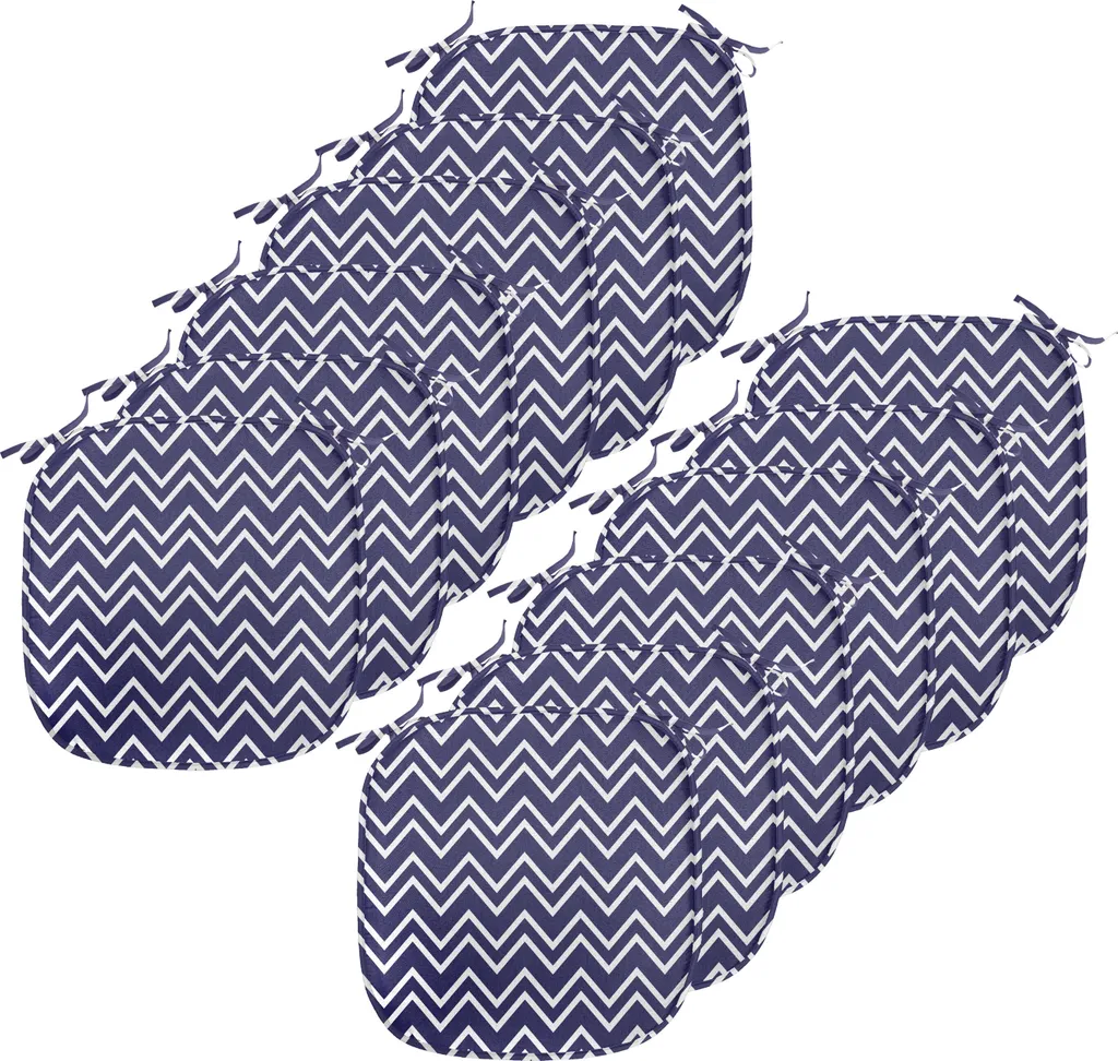 Coussin de Chaise Antidérapant et Imperméable Bleu Marine Zig Zag x12