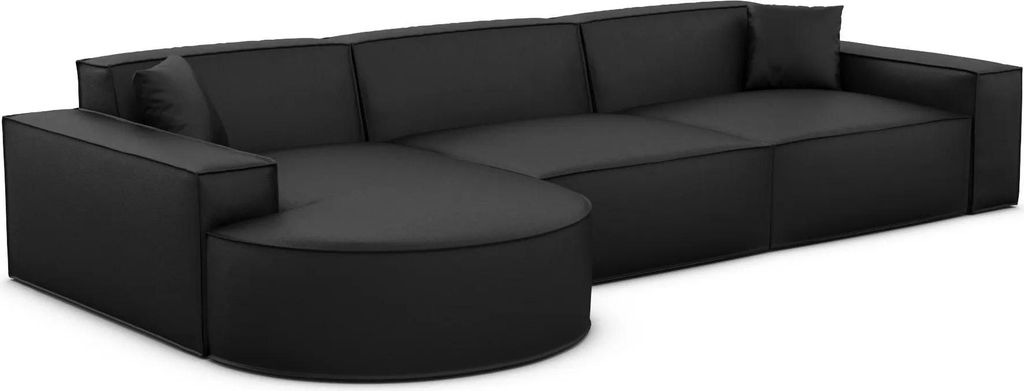 Echtleder L-Form Sofa Brevia Schwarz Links