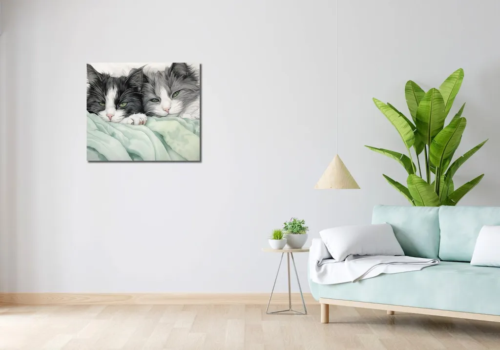 Grand tableau de chat 70x60 cm impression haute definition pour mur - 2