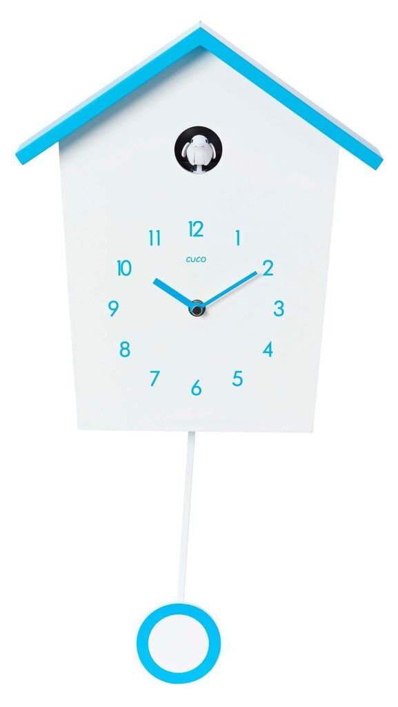 Cuco Clock Kuckucksuhr LANDHAUS, 46,5 × 27 × 7,8cm Pendeluhr Wanduhr, Moderne Schwarzwalduhr mit Nachtruhefunktion, Vogelgezwitscher, Vogelstimme