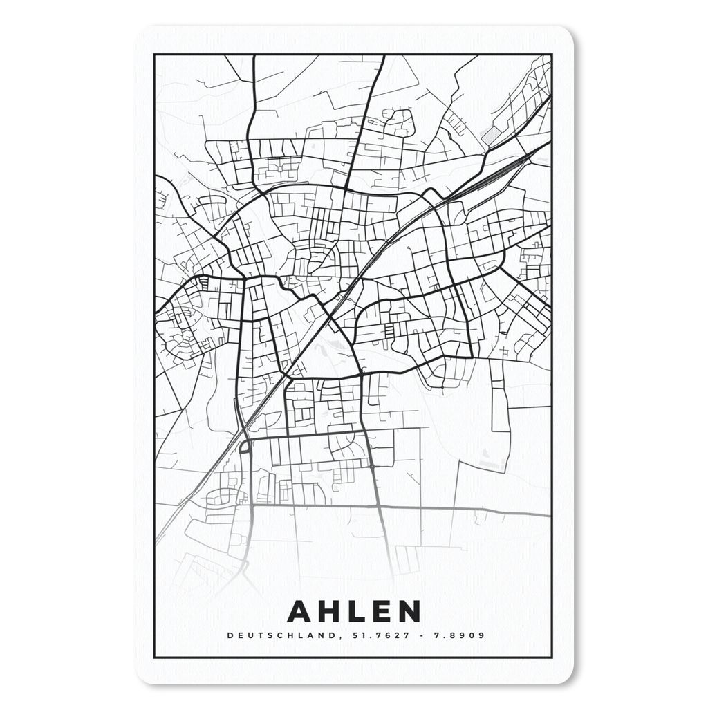 MuchoWow Mauspad Mousepad Karte - Ahlen - Stadtplan 40x60 cm - Mousepads - Maus Mat - Pad - Mausunterlage - Schreibtisch Accesoire