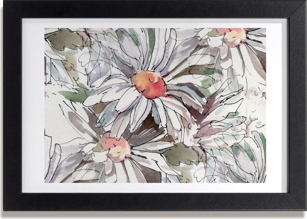 Bild 30x20 MDF-Rahmen, Wandkunst Kamille