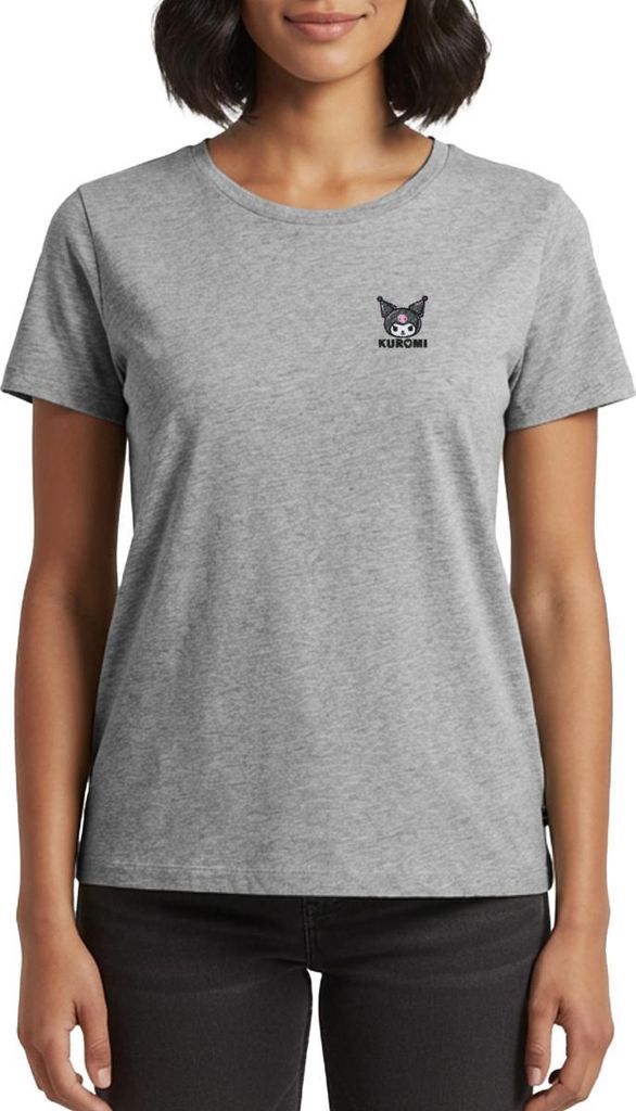 Spreadshirt Kuromi Stick Portrait Frauen Premium T-Shirt, S, Grau meliert
