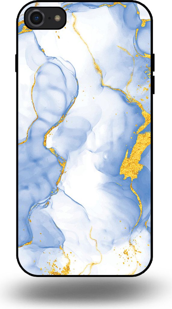 Smartphonica Handyhülle geeignet für iPhone SE(2020-2022) mit Hellblau Gold Marmor Print - TPU Backcover Case Hellblau Gold Marmor Design