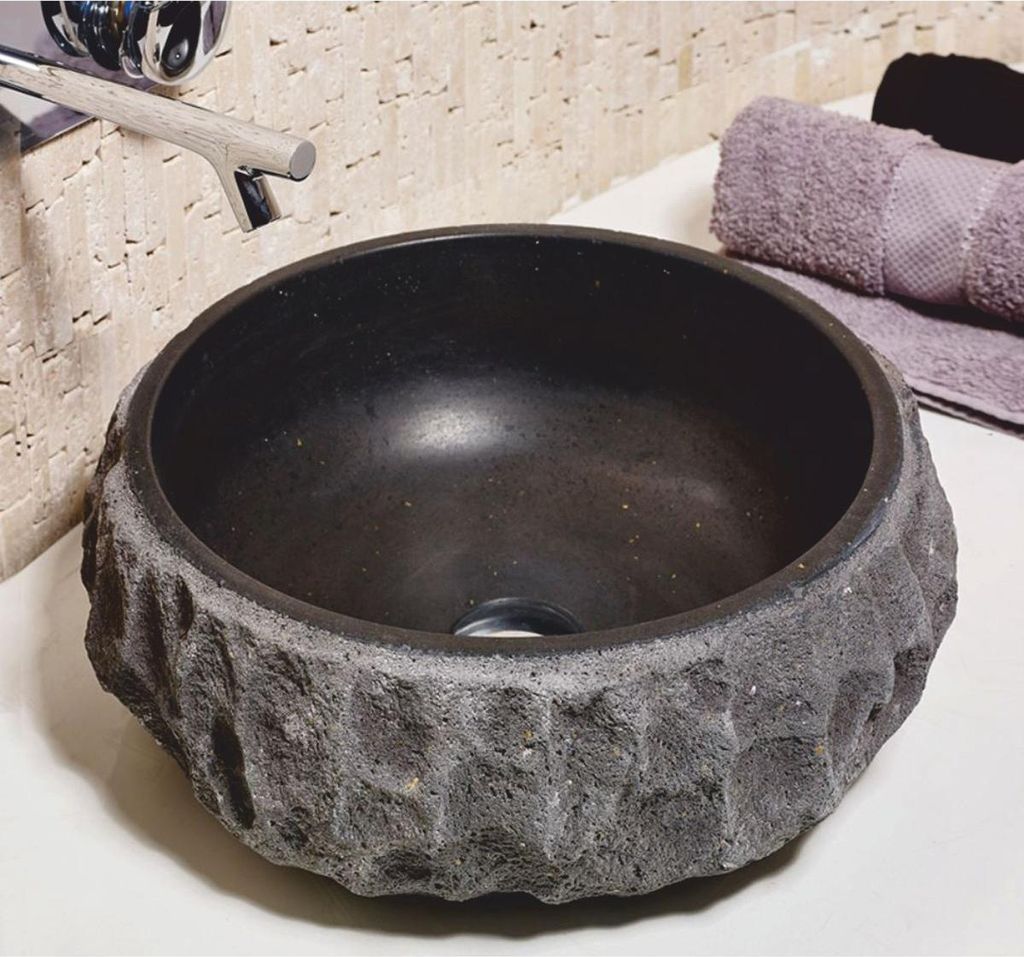 Casa Padrino Luxus Naturstein Waschbecken Schale Grau Ø 42 cm - Badezimmer Accessoires