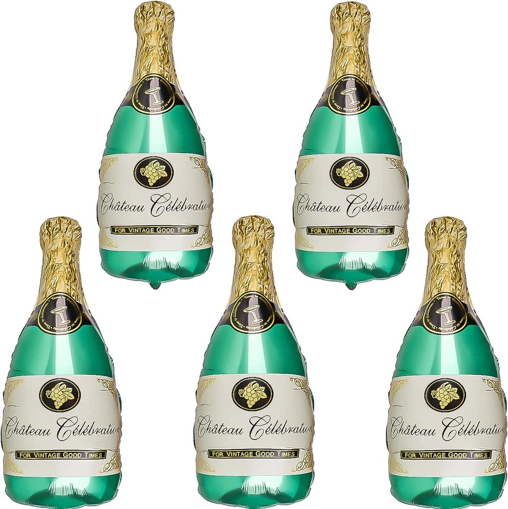 Folienballon Weinflasche Deko, 5 Stück Riesen Luftballon Bierglas Helium Ballon Weinflaschen Weinglas Ballons Bier Deko für Party Dekoration