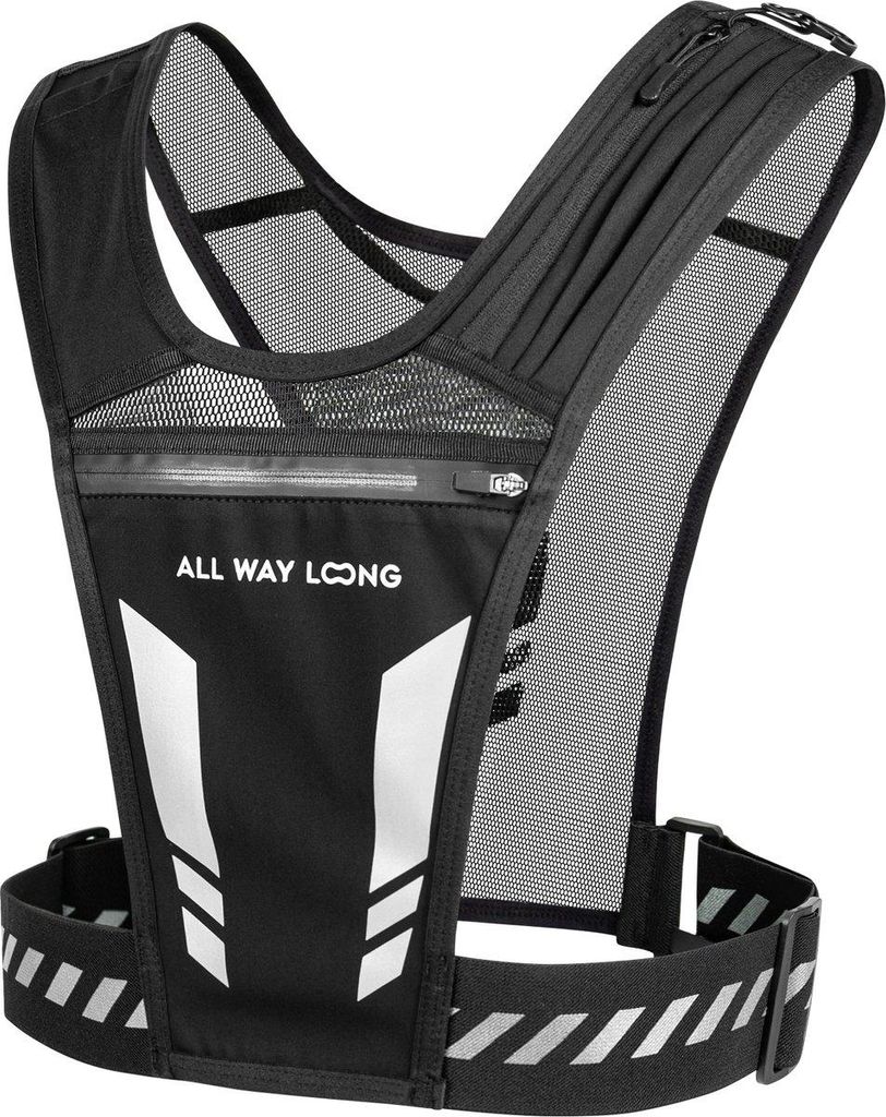 Laufweste mit Flaschenhalter & wasserdichter Handyhalterung – Running Vest – Trail-Rucksack – Schwarz