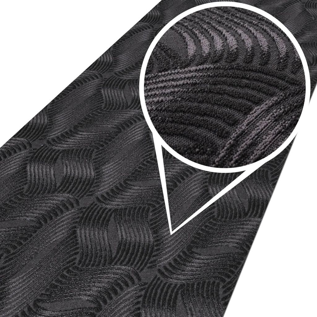 Flurläufer Premium Küchenläufer Teppichläufer Textil JULIANNA Anthrazit Wellen Robust Breite 100cm Länge 220cm