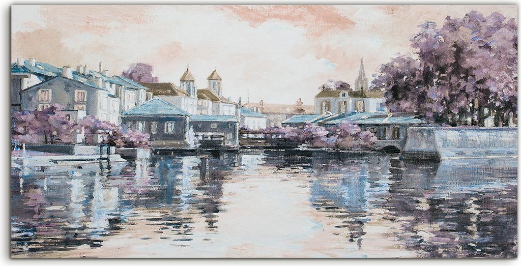 Coloray - Glasbild - 100x50 cm - Wandbild - Glasbilder - Kunstdruck Bild Stadt Gebäude Baum