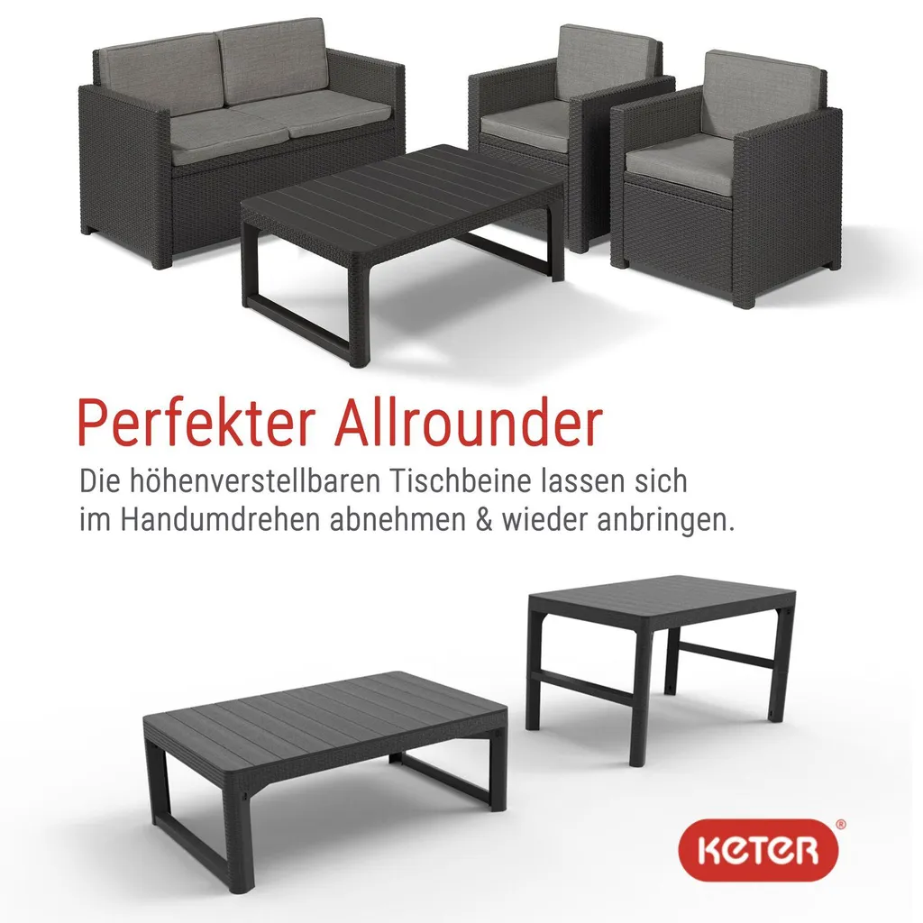 Table de jardin modulable Allibert Lyon 2 en 1 gris graphite - 37