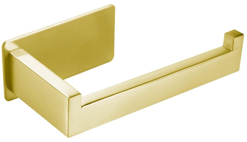 Bohrfreier Toilettenpapierhalter, selbstklebender Toilettenpapierhalter aus Edelstahl, Toilettenpapierhalter für Küche und Bad, gebürstetes Gold