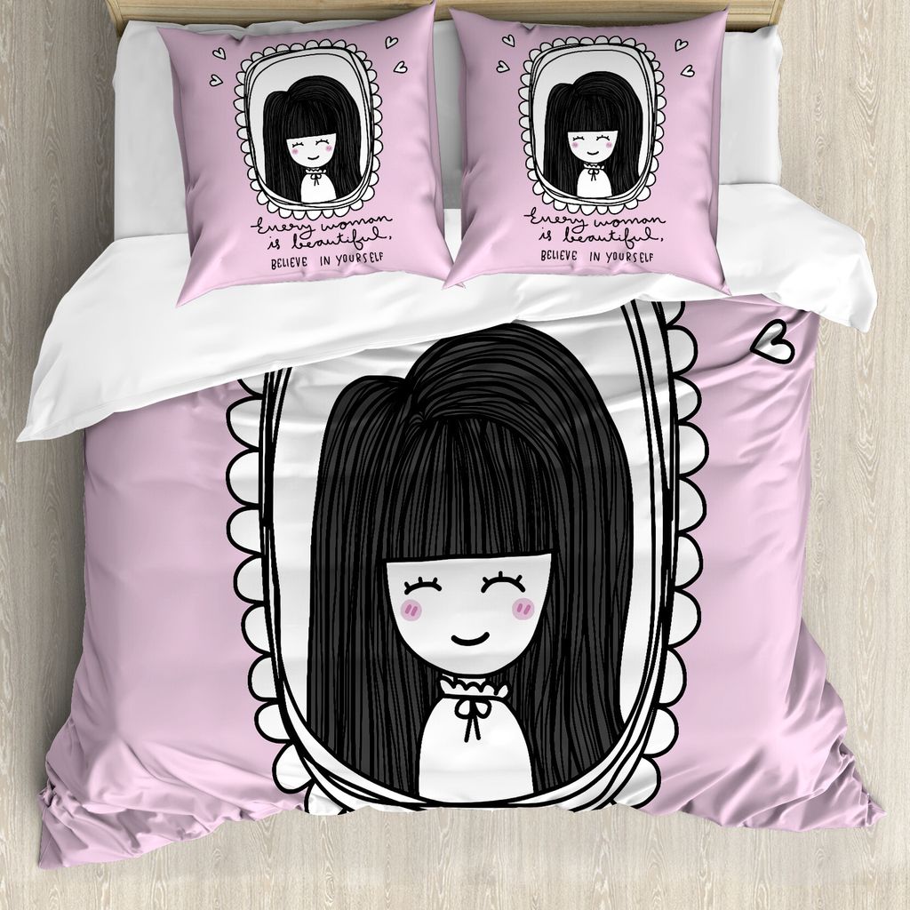 ABAKUHAUS Feminin Bettbezug Set für Einzelbetten, Jede Frau ist, Milbensicher Allergiker geeignet mit Kissenbezug, 155 cm x 220 cm - 80 x 80 cm, B...