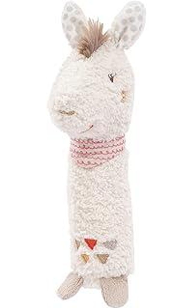 Fehn Stabgreifling Lama - Motorikspielzeug für Babys zur Förderung der Motorik und Sinne - ideales Baby Spielzeug als süßes Kuscheltier und Gre...
