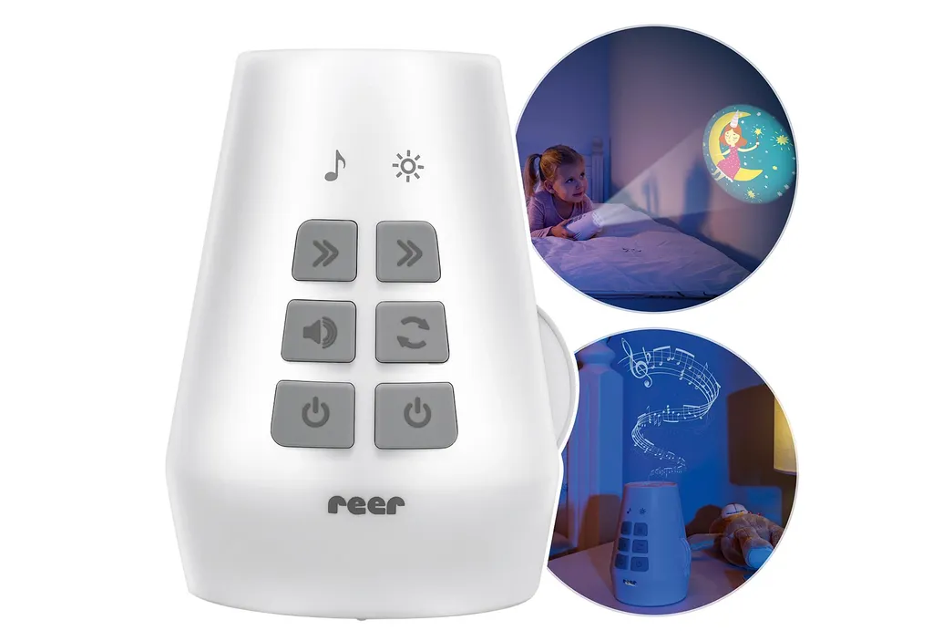 reer DreamBeam Projecteur à Motifs 52110 Blanc avec Berceuses Douces