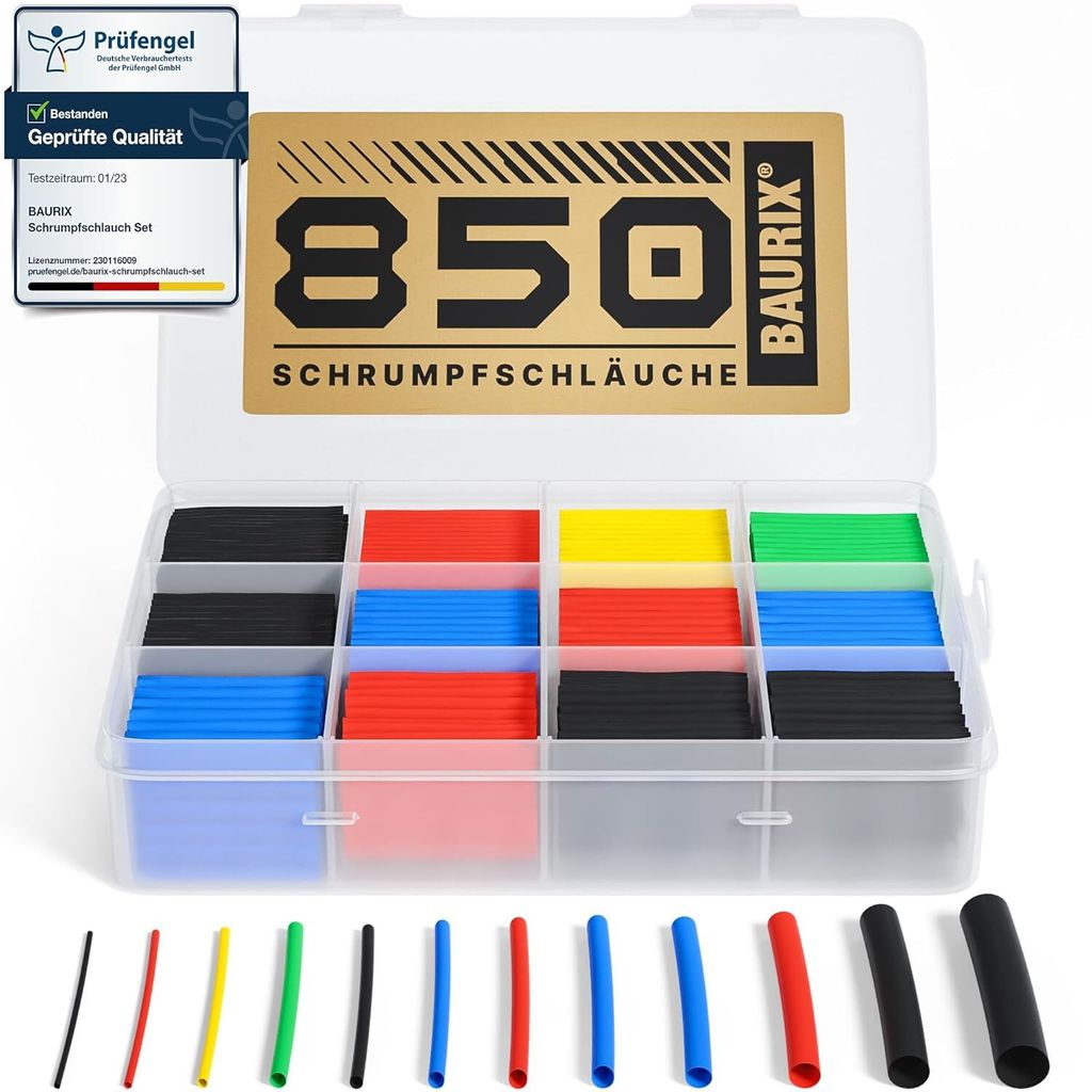 BAURIX® Schrumpfschlauch Set 850 St., Schrumpfschläuche Produktbild 