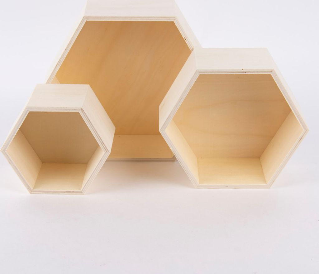 Creativ Company Aufbewahrungsboxen sechseckig 3er Set verschieden groß 24x24cm