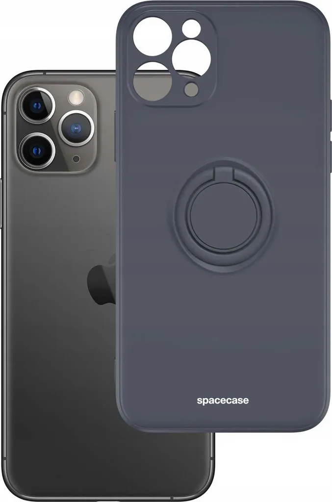 Custodia SPACECASE per iPhone 11 Pro Silicone Nero con Anello Supporto - 2