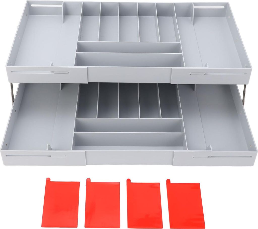 Schubladen-faltbares Organizer-Tablett, multifunktional, platzsparend, mehrstufig erweiterbarer Schreibtisch, Grau
