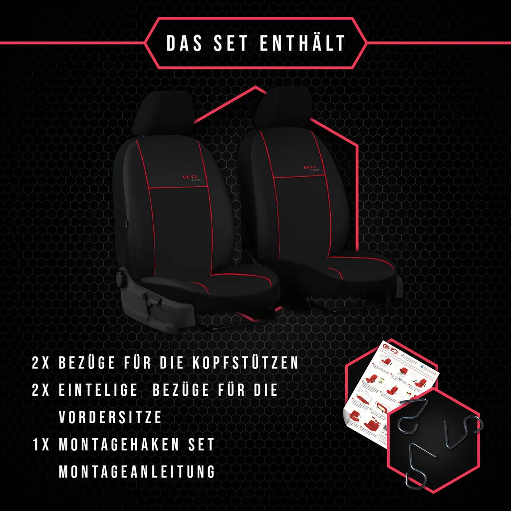 Set Coprisedili Anteriori 1+1 Rosso Sportivo per Toyota Corolla VII - 7