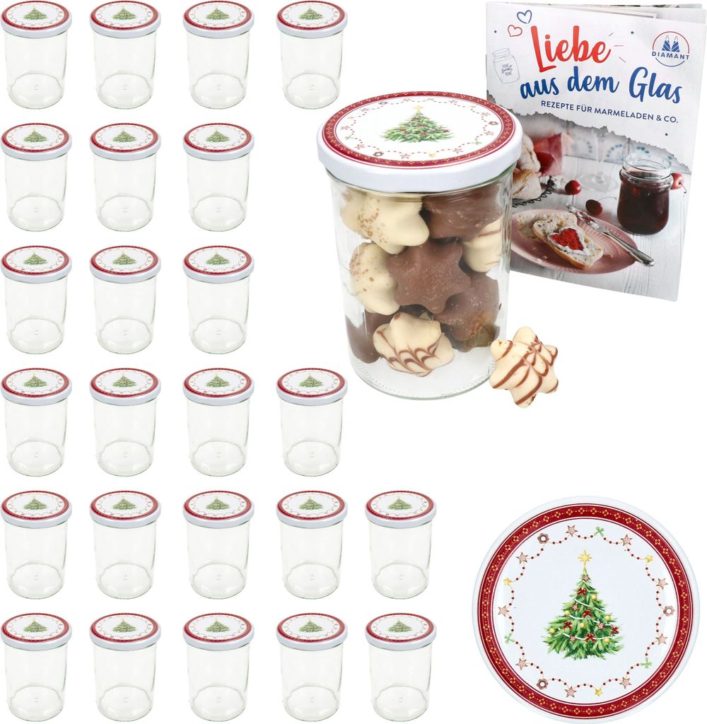 25er Set Sturzglas 435ml Einmachglas + TO-Deckel 82 Weihnachtstraum + Heft