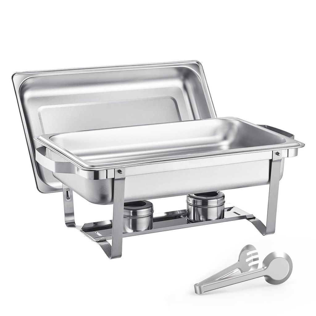 SucceBuy 8 Qt 2er-Pack rechteckiges Chafing Dish Buffet-Set – Pfanne in voller Größe, Edelstahl