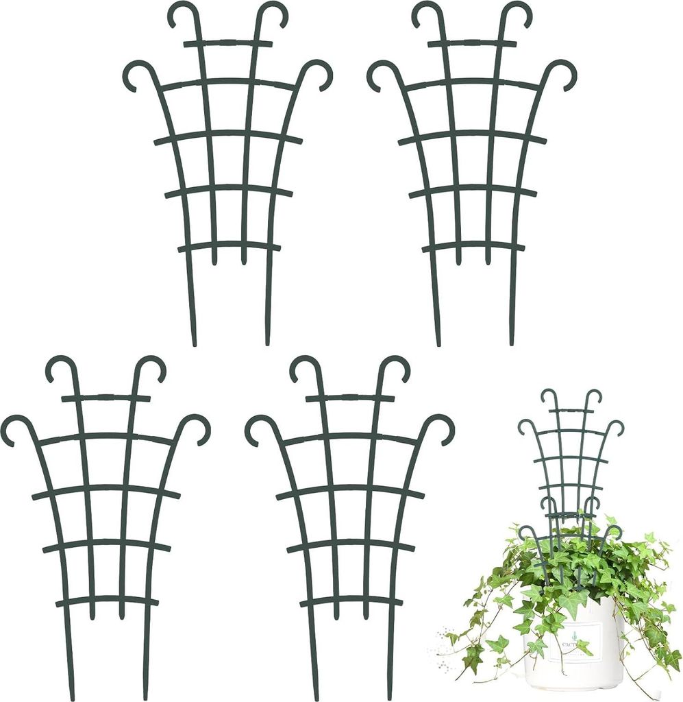 Kunststoff-Klimroster für Gartenpflanzen - Set von 4 - Pflanzenkübel-Klimhilfe mit Rosen - Rankroster für Kletterpflanzen