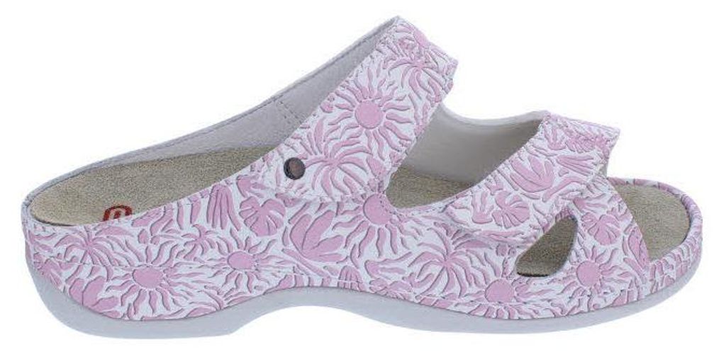 Berkemann Pantolette Janna 1027-076, Weiß-Rosa, Glattleder u. Stretch, Fußbett zum Wechseln, Weite E-H 39 1/2