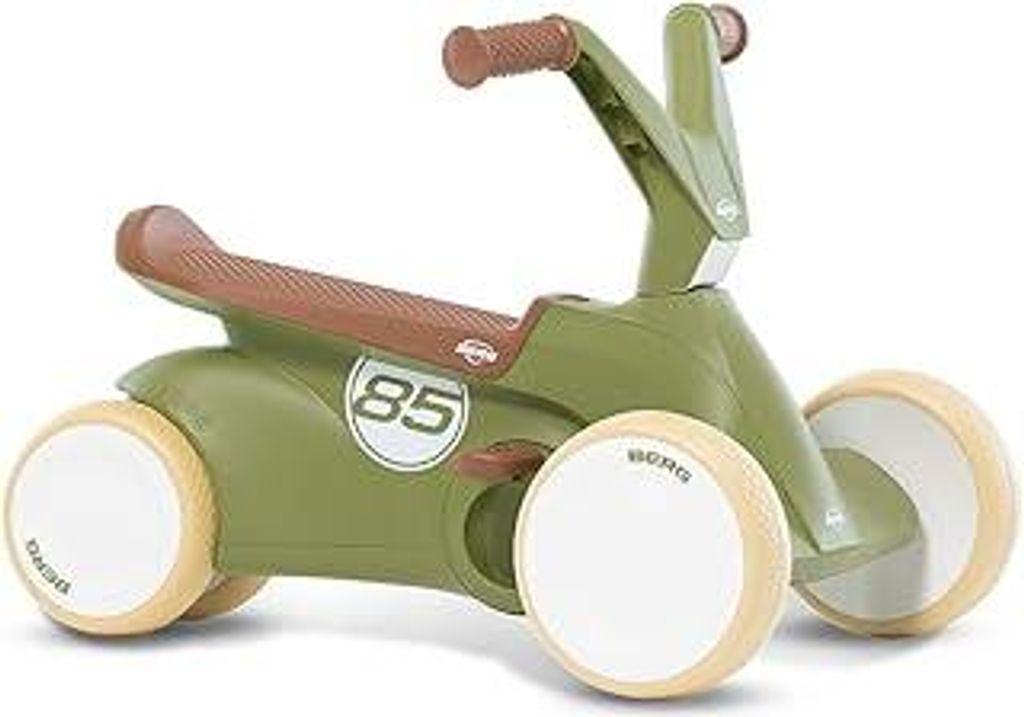 BERG GO2 2in1 Rutschauto Retro Grün | Kinderrutscher & Laufrad ab 1 Jahr | Kinderauto mit ausklappbaren Pedalen | Baby Auto Spielzeug ab 10 Monaten