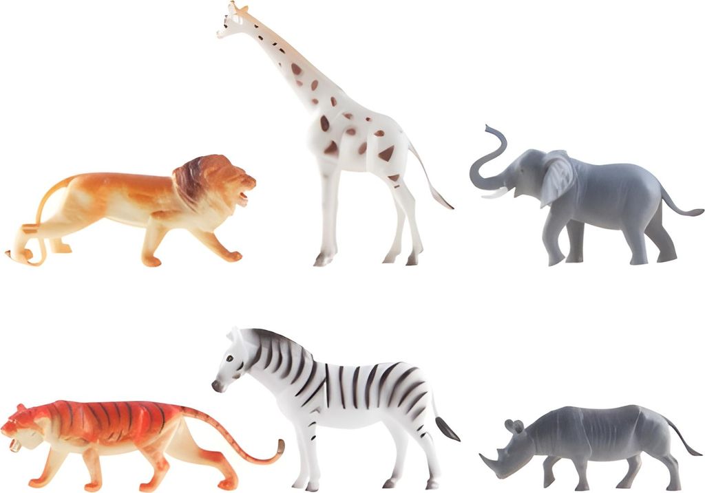 Idena 4329901 - Spielfigurenset mit 6 Zootieren, aus Kunststoff, jeweils ca. 15 cm groß, Spielspaß für die Badewanne, den Sandkasten, im Kinderg...