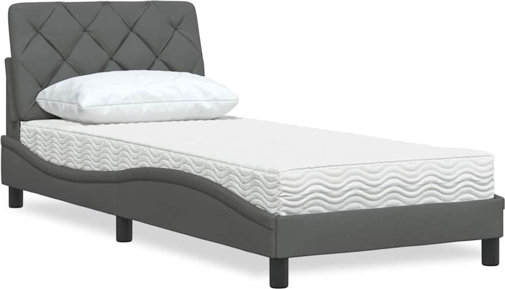 Maison Exclusive - Bett mit Matratze Dunkelgrau 90x200 cm Stoff