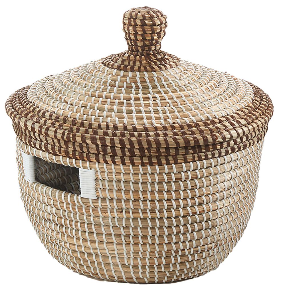 Kobolo Aufbewahrungskorb PYTHON aus getrocknetem Seegras 34x37 cm mit Deckel Korb Körbe Wäschekorb Spielzeugkorb Aufbewahrungsbox Aufbewahrung Deko