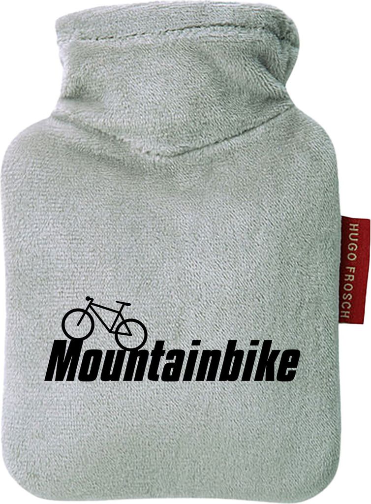 Huuraa Mini-Wärmflasche Mountain Bike Fahrrad 0,2 Liter Grey Mini Veloursbezug Taschenwärmer Geschenkidee