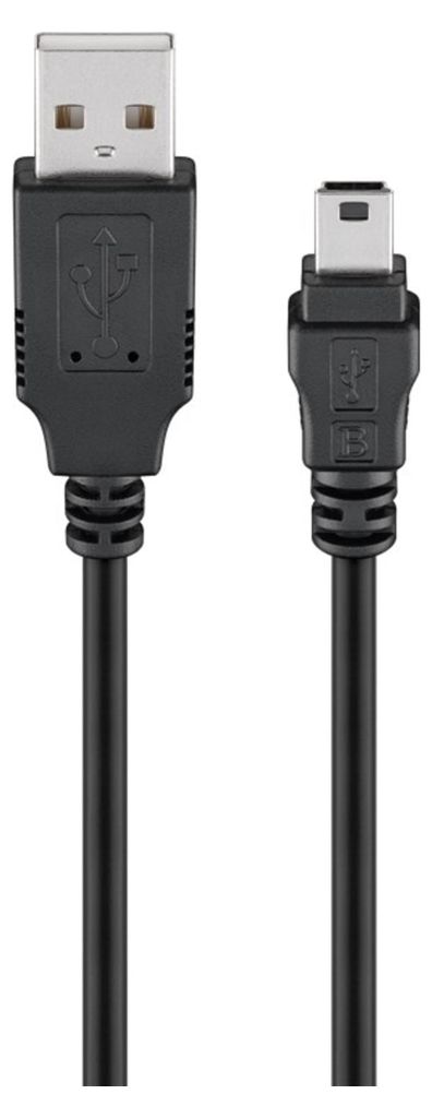 Mini USB Sync- und Ladekabel, Schwarz USB-2.0-Stecker (Typ A) > USB 2.0-Mini-Stecker (Typ B, 5-Pin)