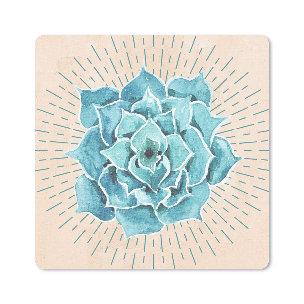 MuchoWow Mauspad Mousepad Aquarell - Sukkulente - Bohème - Retro 30x30 cm - Mousepads - Maus Mat - Pad - Mausunterlage - Gaming