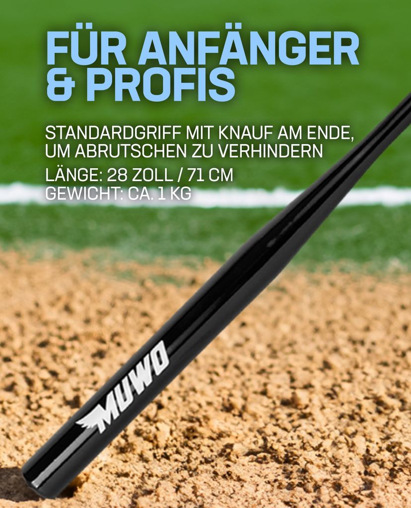MUWO Baseballschläger 28" aus legiertem Stahl, rostfrei, Produktbild 3