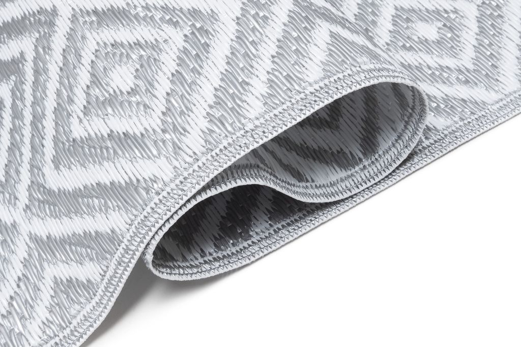 Teppich Outdoor Zweiseitig Wasserdicht Resistent Weiß Grau Produktbild 4