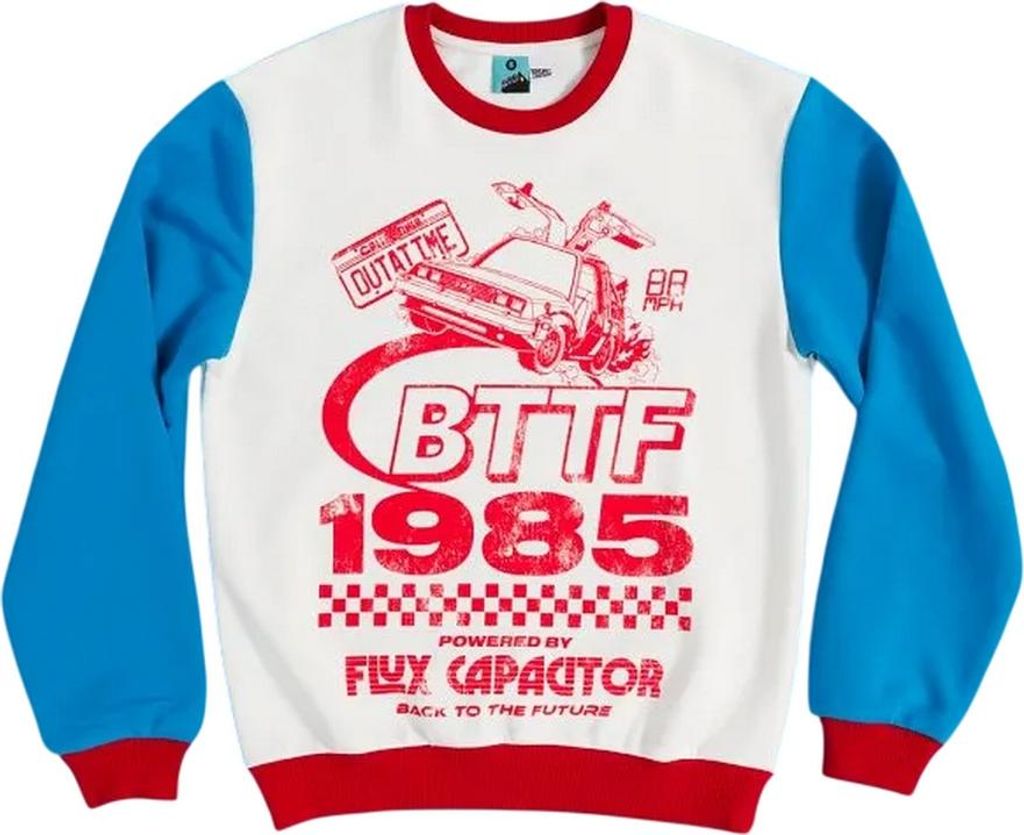 Back To The Future - Sweatshirt für Herren/Damen Uni, Blockfarben TT562 (S) (Weiß/Blau/Rot)