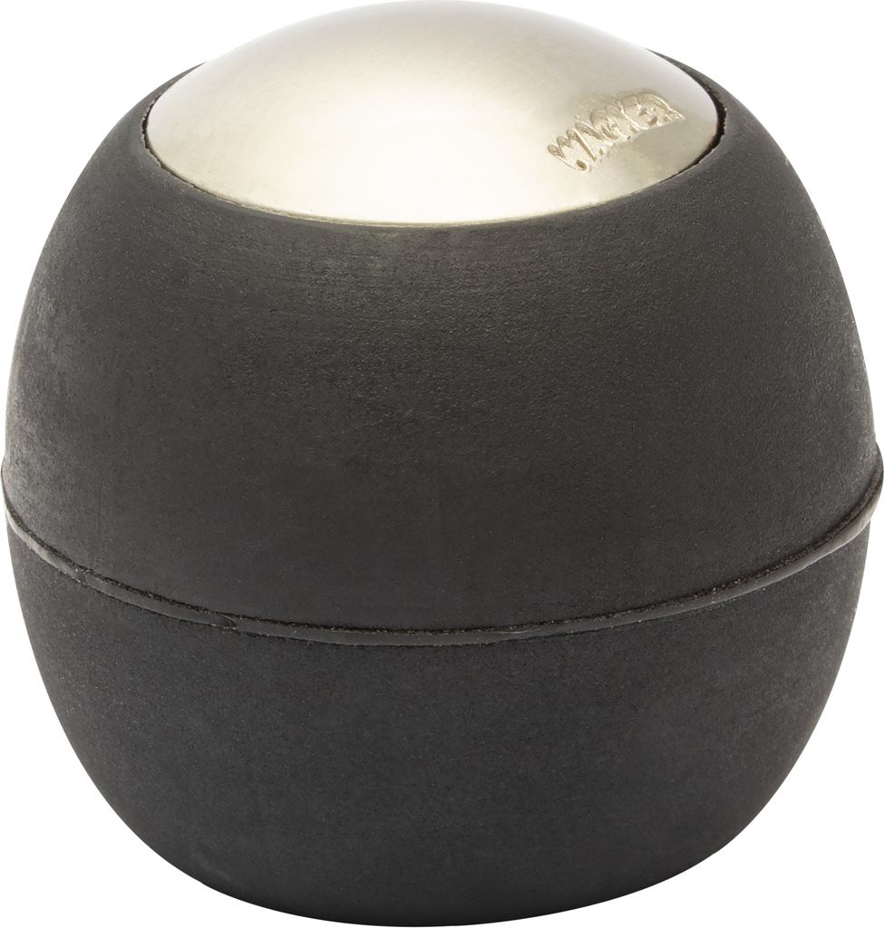 WAGNER Wandtürstopper EGG - Ø 30 x 30 mm, Metall Edelstahloptik, Kautschuk schwarz, inkl. Montagematerial - 15517811