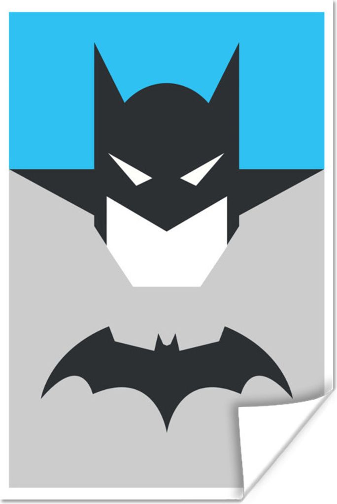 MuchoWow Poster Illustration von Batman auf blauem Hintergrund 40x60 cm - Plakate für die Wand - Poster Babyzimmer