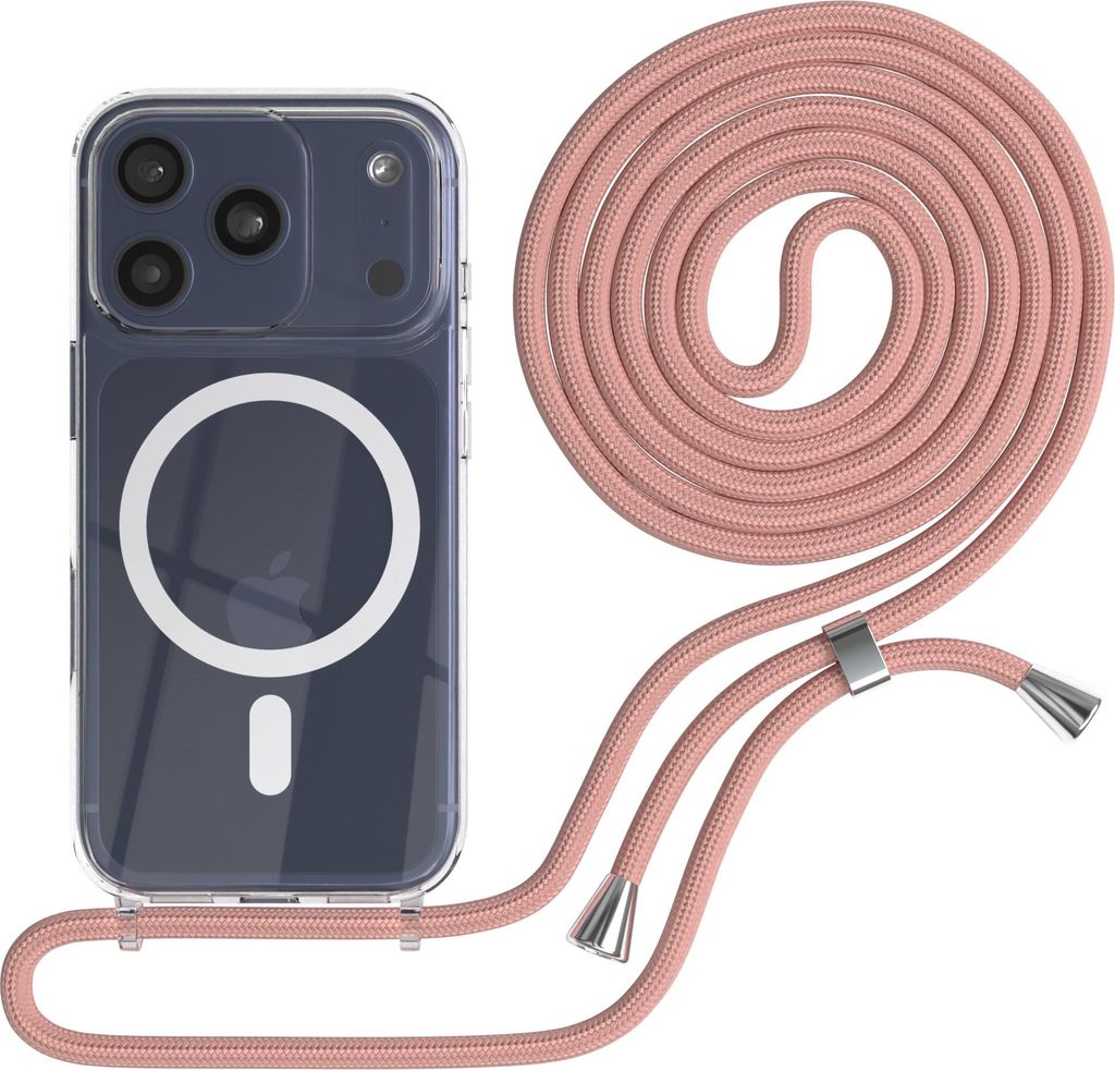 EAZY CASE - Handykette kompatibel mit Apple iPhone 17 Pro, Kette zum Umhängen, Handyhülle stoßfest, Silikonhülle mit Band, Transparente Hülle,...