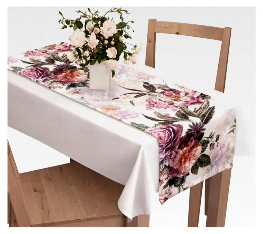 Tischläufer mit rosa Blumenmuster 40x130 cm für Haus, Hotel und Restaurant
