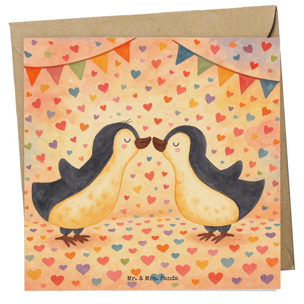 Mr. & Mrs. Panda doppelkarte Pinguin Liebe Design - Weiß - Geschenk, anlasskarte, Love, Freundin, Geschenkidee, Glückwunschkarte, Hochzeitstag, f...