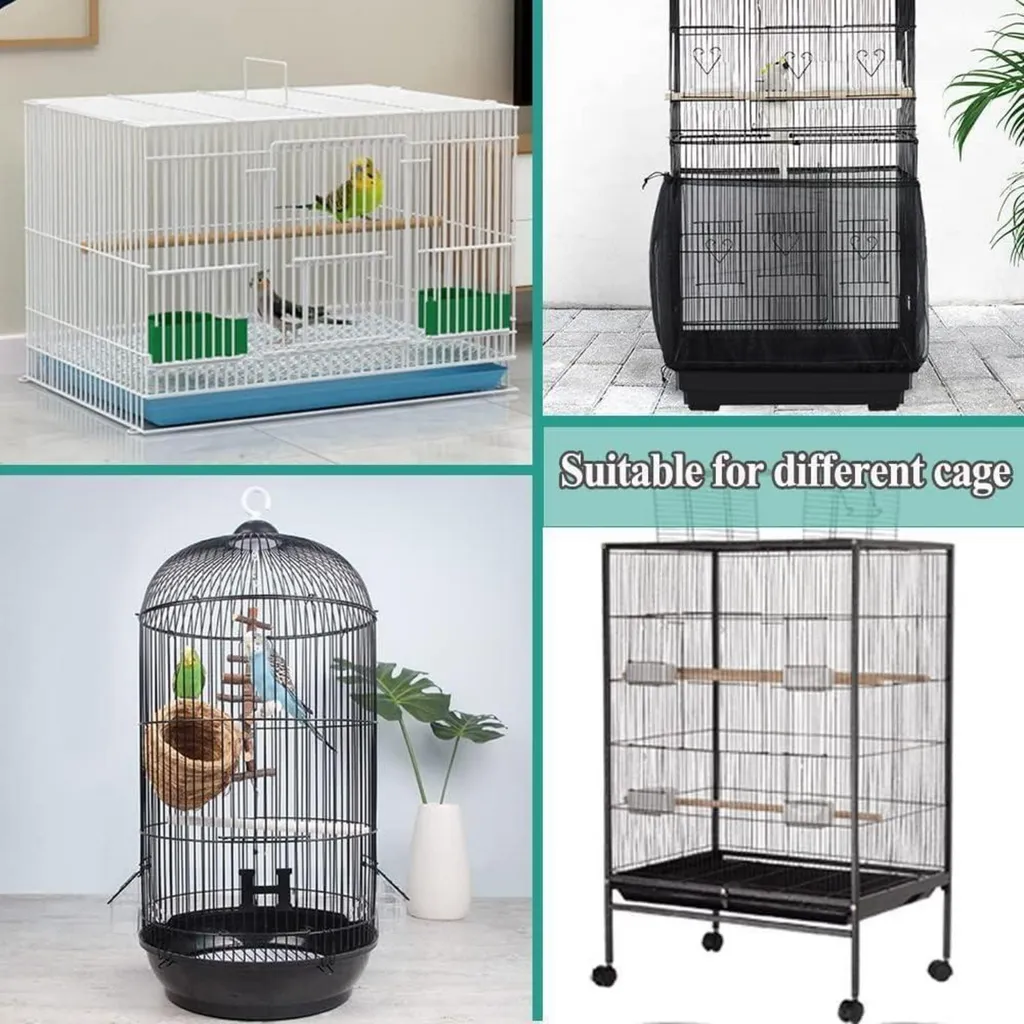 Filet Attrape-Graines Noir pour Cage à Oiseaux en Nylon Souple